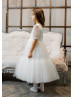 Beaded Ivory Lace Tulle Fairy Flower Girl Dress